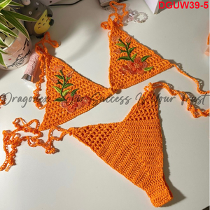 [BIKINI CROCHET] Flores de lana de ganchillo bordadas de 2 piezas para la playa como quieras con el sombrero gratis de la más alta calidad incluido - Product Image 5