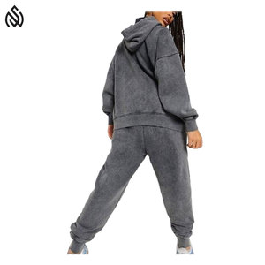 Venta al por mayor 100% de algodón lavado con ácido desgastado chándales de Jogger para las mujeres de peso pesado gimnasio chándal para el ejercicio de primavera - Product Image 3