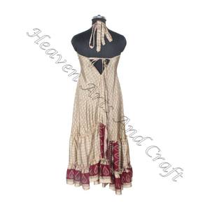SD001เดรสแม็กซี่สไตล์โบฮีเมียนวินเทจส่าหรีสำหรับผู้หญิงชุดปาร์ตี้คอวีลำลองทรงหลวมสำหรับเด็กผู้หญิง - Product Image 4