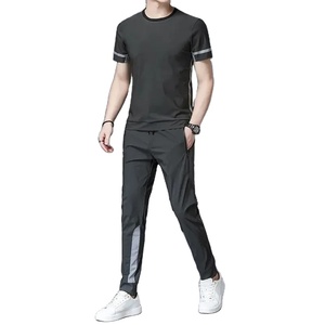 Tracksuit Sportswear Pants Sets Grey Men's Clothing Jogging <b>T</b> <b>Shirt</b> Sports <b>Suits</b> Fashion Top Winter Regular Fit Slim 100% Cotton - Product Image 2
