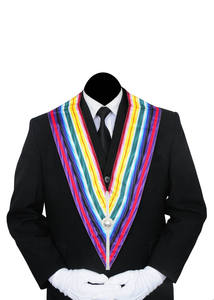 Ruban de col en tissu de toile écologique de haute qualité, brodé, rectangulaire, pour la régalière maçonnique, avec bouton en laiton - Product Image 3