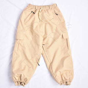 Pantalon de neige kaki haute performance 100% polyester avec taille à cordon de serrage, poches cargo, fermeture éclair de ventilation et coupe ample - Product Image 1