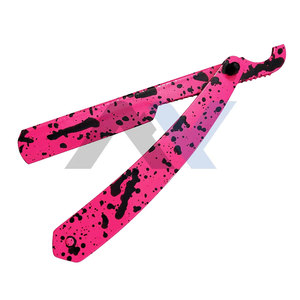 Custom Design Powder Coated Barber Razor <b>Holder</b> Turkish Straight Edge Foldable Barber <b>Knife</b> for Face Use - Product Image 3