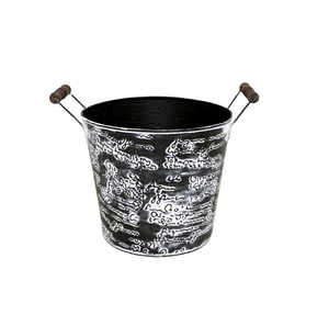 Nouveau design jardinière ronde en fer F597 noir avec jardinière antique grise et pot de fleur pour la décoration de jardin et de la maison à la main - Product Image 5