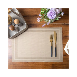Nappe de table élégante beige texturée, lavable et réutilisable, rectangulaire, pour cuisine, restaurant, hôtel, décoration de la maison - Product Image 1