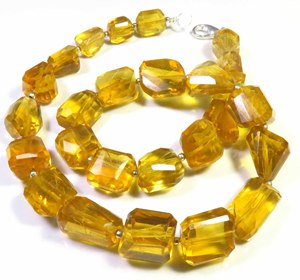 Collier en perles de quartz citrine facettées jaunes Hydro Glass, 14 pouces, perles de 10 à 18 mm, haute qualité, percées au centre - Product Image 3