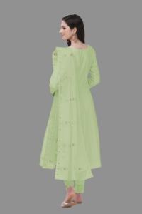 Trendmalls Ensemble de costumes Salwar en coton brodé pour femme Pantalon Kurta avec Dupatta (G103-Green) - Product Image 2