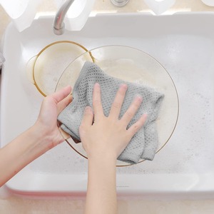 Serviette de cuisine jetable antimicrobienne compressée à séchage rapide rayée carrée paquet de 4 serviette à vaisselle tissée - Product Image 4