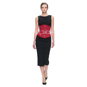 Corset de maintien de la taille en coton bordeaux de qualité supérieure, body shaper avec fermeture à l'avant - Product Image 4
