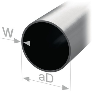 Tube rond en acier argenté pour armoire, diamètre extérieur 20 mm, épaisseur de paroi 0,8 mm, 2500 mm - Product Image 1