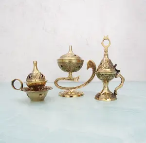 Quemador de Incienso Religioso de Metal Dorado de Estilo Simple, Artesanía Otoñal, Aroma Ligero, Decoración de Hogar de Lujo, Natural y Duradero para Uso Regular - Product Image 3
