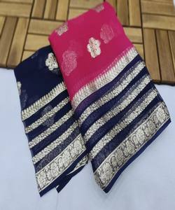 Saree en soie de dentelle de fleur pour mariage avec chemisier - Product Image 6