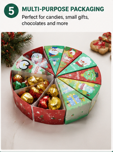 Custom Round <b>Christmas</b> Advent Calendar Box 12 Slice Shaped Triangle Gift <b>Boxes</b> Rigid Cardboard Blind Box Mystery Packaging - Product Image 6