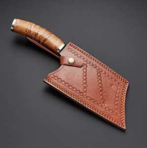 Couperet en acier damassé fait à la main avec beau manche en bois couteau de cuisine personnalisé idée cadeau pour maman - Product Image 6