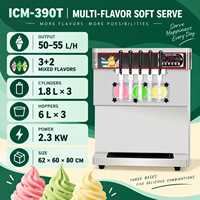 Machine à glace molle sur table en acier inoxydable 50-55 L/h, 5 saveurs mixtes, trémie de pré-refroidissement pour café ICM-390T