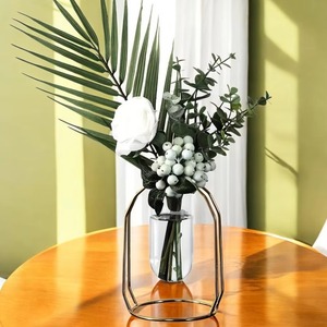 Florero de alambre negro Soporte de flores decorativo moderno y elegante Perfecto para la Mesa de la oficina en el hogar y la colección de regalos de la India - Product Image 1
