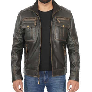 Blouson de moto unisexe en cuir coupe-vent, veste de motard avec design de sécurité personnalisable, toutes saisons, vente en gros - Product Image 1