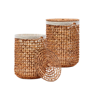 Panier de rangement rectangulaire HAPROSIMEX fait main en jacinthe d'eau tressée, écologique, avec poignées, pour usage domestique