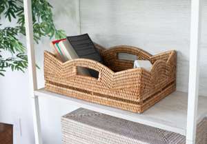 New Design Hand-Woven Rattan Serving <b>Tray</b> Rectangle Decorative Serving <b>Tray</b> for Storage Breakfast <b>Drinks</b> - Product Image 5