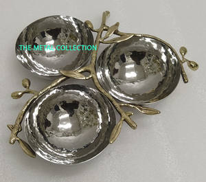 Bol de service en laiton et acier à 3 sections pour la maison, l'hôtel, les restaurants et la table couleur or argent bols de service et plats de haute qualité - Product Image 4