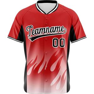 Camiseta de softbol abotonada, sublimación personalizada, camiseta de béisbol gráfica, tela bordada de malla, nombre del equipo juvenil, número apto para EE. UU. - Product Image 1