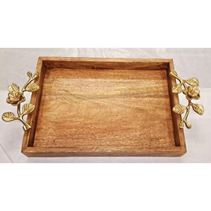 ถาดเสิร์ฟอาหารบนโต๊ะสุดหรูถาดเสิร์ฟไม้พร้อมด้ามจับดีไซน์รูปใบไม้ถาดเสิร์ฟขนมขนม - Product Image 6