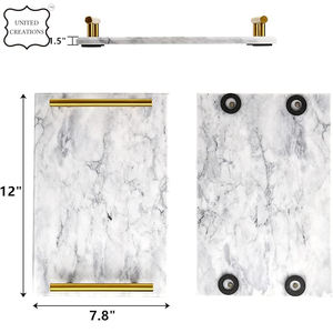 Plateau de service en marbre de luxe plateau fait à la main de haute qualité classique élégant nouveau plateau en marbre fantaisie dernier design élégant - Product Image 4