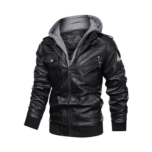 Chaqueta de Cuero Estilo Motero, Cuello Redondo, Cuero Genuino, Proveedor Verificado de Cuero Marrón, Entrega Rápida, Impermeable y Resistente al Viento - Product Image 4