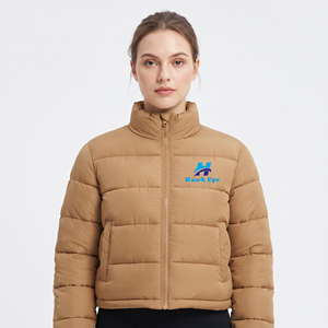2026 OEM Custom Logo <b>Cropped</b> Bubble Puffer <b>Jackets</b> Women's Winter Puffer Coat Casual Quilted Outerwear For Women - Product Image 5