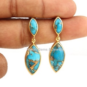 Pendientes colgantes de piedras preciosas finas para mujer, ágata de encaje azul Natural, Plata de ley, chapado en oro rosa, regalo hecho a mano - Product Image 4