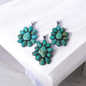 Wholesale Most Trending 925 Sterling Silver Natural Arizona Turquoise Pendant <b>Charm</b> Necklace for Women Gold Bezel Setting for - Product Image 3