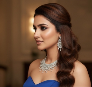 Ensemble collier et boucles d'oreilles en forme de croissant de lune en diamant, fabriqué avec des pierres blanches de cristal de qualité supérieure, à la brillance diamantée - Product Image 1