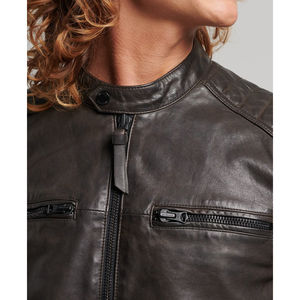 Vestes en cuir d'hiver pour hommes personnalisées en gros nouveau design de tissu polaire de moto à capuche avec broderie formelle de haute qualité - Product Image 5