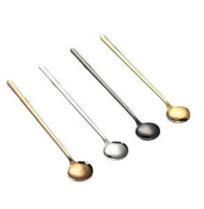 Cuchara de Metal de acero con espejo, diseño elegante, mango Simple, cubiertos artesanales para regalo, cuchara de latón hecha a mano - Product Image 1