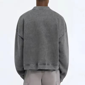Streetwear personnalisé DTG impression Vintage soleil délavé à l'acide 100 _ coton éponge français hommes en détresse sweats à col rond - Product Image 3