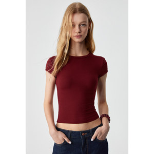 GRIMELANGE DULCE เสื้อยืดแขนสั้นผู้หญิงทรงสลิมฟิตผ้าลูกไม้ - Product Image 1