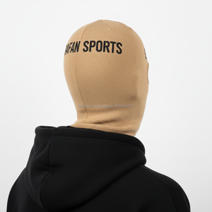 Balaclava pour femmes en tricot côtelé premium, tissu extensible doux GSM, couleur beige, panneau unique avec broderie de logo personnalisée, balaclava pour femmes - Product Image 5