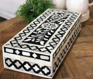 Relleno de resina de madreperla de hueso Natural de lujo troquelado patrón Floral impreso nuevos diseños marroquíes artesanía Emporium India - Product Image 3