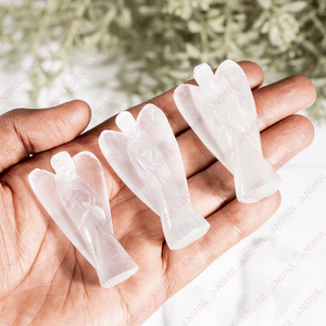 Natural White Color Selenite 2" Mini <b>Angels</b> Carved Premium Healing Crystals For Positiveness Meditation Decoration At Best Rate - Product Image 6