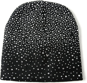 Gorro de punto de moda Premium, gorro de invierno, gorro Unisex con puños de diamantes de imitación sólidos, el mejor Material, gorro con logotipo personalizado Acrílico - Product Image 5
