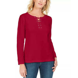 Felpa con Cappuccio Karen Scott da Donna, Taglia XX-Large, Rossa, in Spugna Francese con Lacci, Traspirante, Crop Top Autunnale - Product Image 1