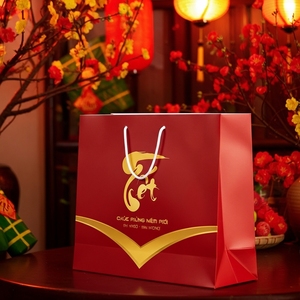 Sacs en papier d'art écologique du Vietnam avec impression UV personnalisée pour la décoration d'emballage cadeau de faveurs de fête du Nouvel An - Product Image 3