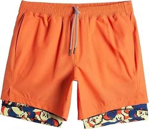 Shorts de sport pour hommes élégants en polyester/coton, taille mi-haute, longueur genou, respirants, motif personnalisé, cordon de serrage, décontractés, teinture unie - Product Image 4