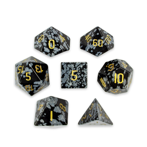 Dados de Piedra de Alta Calidad, Obsidiana Copo de Nieve, Cristal Natural, Piedras Preciosas de Sanación Reiki, Piedra Grabada, Juego de Dados Personalizado, Cristal Vikingo - Product Image 1