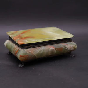 Boîte à bijoux vintage en onyx marbré, artisanale, en pierre naturelle, pour rangement de souvenirs, cadeau, décoration, organisateur, objet de collection, présentoir d'art pour la maison - Product Image 1