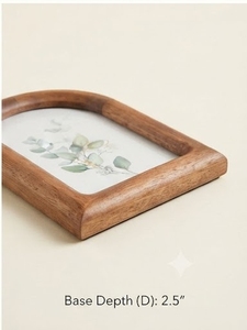 Wood Photo <b>Frame</b> Arched Top Minimalist <b>Design</b> 8.75x5.5 Inch <b>Wall</b> Mount Vertical Orientation - Product Image 2