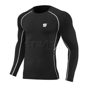 Chemises de compression de sport à manches longues, vente chaude, solides, écologiques, légères, à séchage rapide, logo personnalisé, nouveau style pour hommes - Product Image 1
