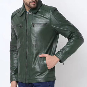 Veste en cuir pour homme, style nouveau, fermeture éclair sur le devant, plusieurs poches, manches longues, haute qualité, vêtements d'extérieur pour homme, vestes pour homme - Product Image 4