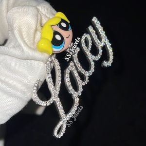 Collier avec pendentif en diamant de laboratoire VVS en or massif 10 carats jaune/blanc/rose, unisexe, avec inscription personnalisée, lettre cursive glacée, pendentif hip-hop en diamant, cadeau - Product Image 3