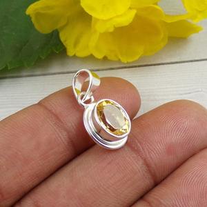 Collier pendentif en argent sterling 925 plaqué rhodium avec pierre précieuse citrine tendance, vente en gros, cadeau de mariage parfait, bijoux - Product Image 5